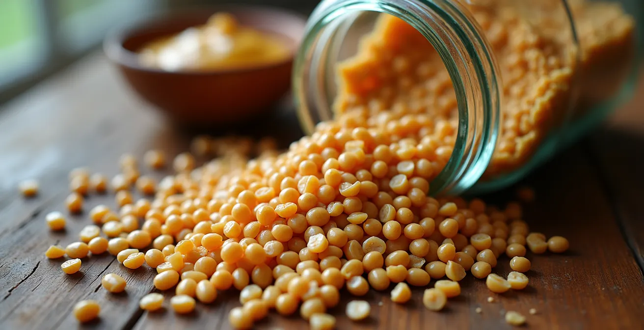 Composition d'aliments économiques et nutritifs disposés artistiquement sur une table en bois