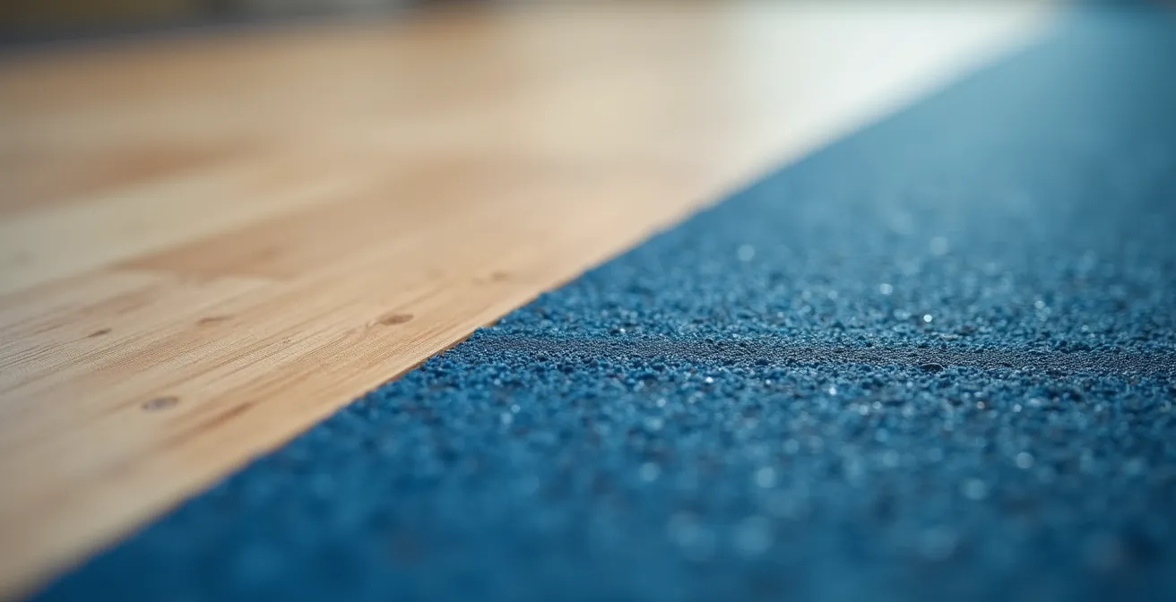 Vue en gros plan d'un contraste fort entre un sol clair et un élément de couleur sombre pour guidage visuel