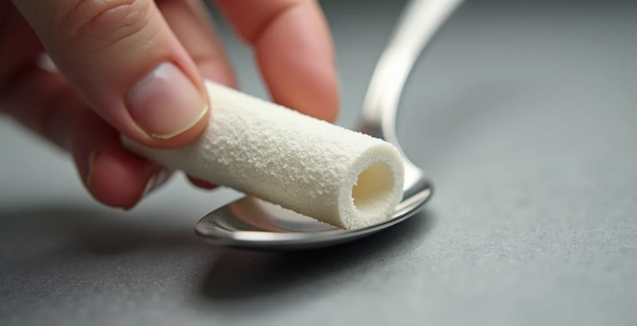 Manchons en mousse installés sur des couverts ordinaires pour tester l'épaississement des manches
