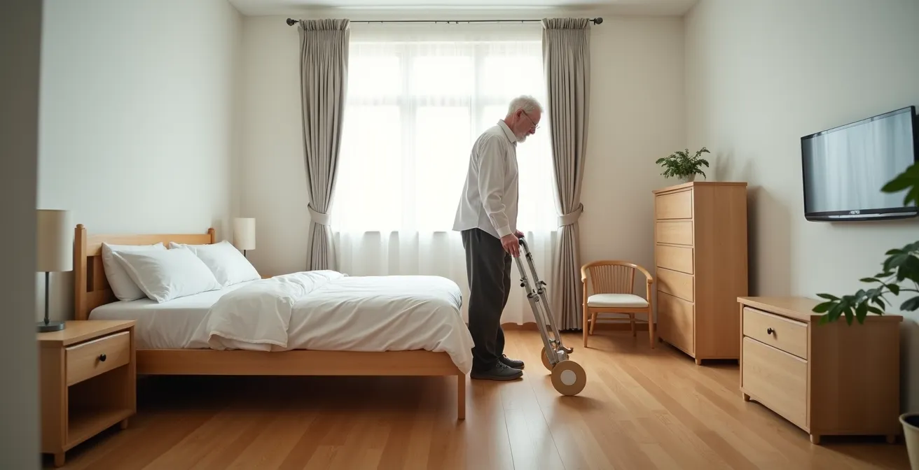 Séquence illustrée des étapes pour se relever après une chute en toute sécurité